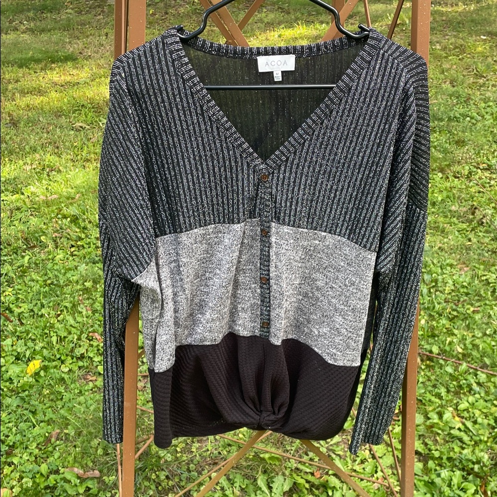 ACOA Striped Color Block Sweater